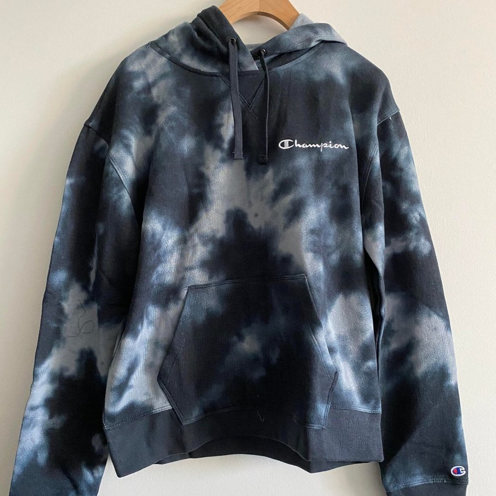Champion French Terry Hoodie Script Logo Tie Dye